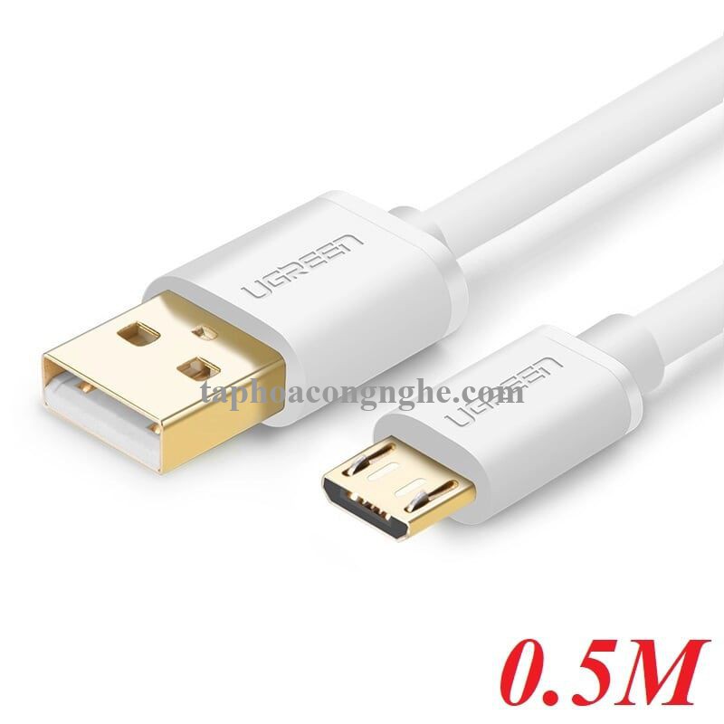 Ugreen 10847 0.5M màu Trắng Cáp sạc truyền dữ liệu USB 2.0 sang MICRO USB lõi đồng US125 30010847